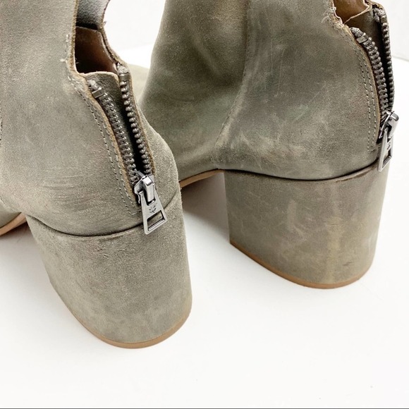 LUCKY BRAND Ravynn Gray Leather Upper Block Heel Ankle Boots, Size 12 - Picture 11 of 12